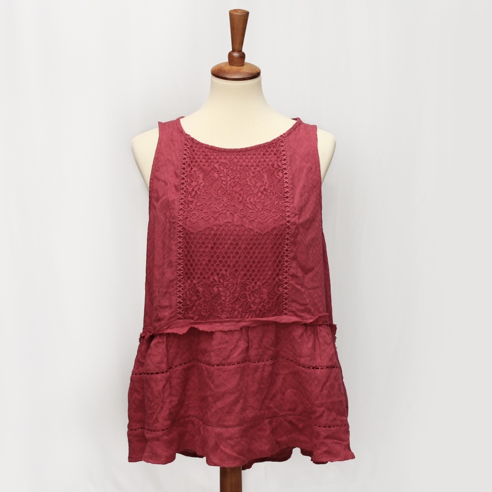Knox Rose Burgunday Boho Sleeveless Blouse